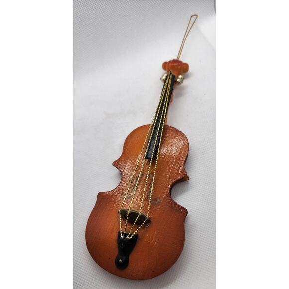 Ornament/Wall Hanging-Wooden Cello-Gold Strings-Musical Instrument - Picture 2 of 11